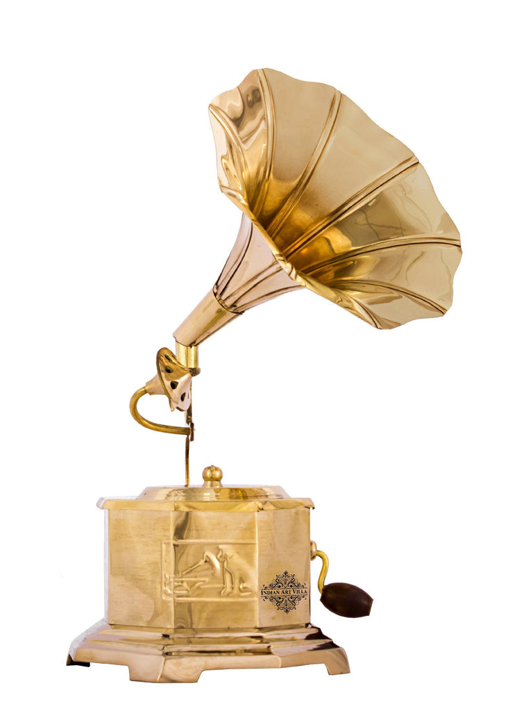 Brass Handmade Dummy Round Gramophone Phonograph Home Accent HR-1