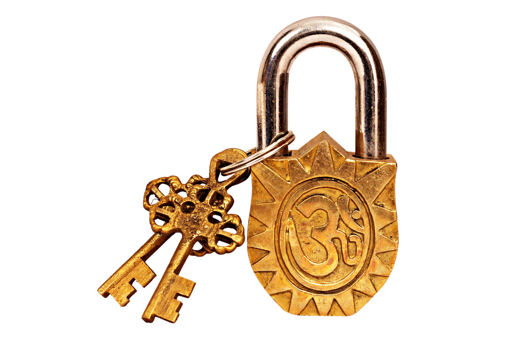Brass Handmade Krishna Design Lock With 2 Keys Designer Locks CC-1