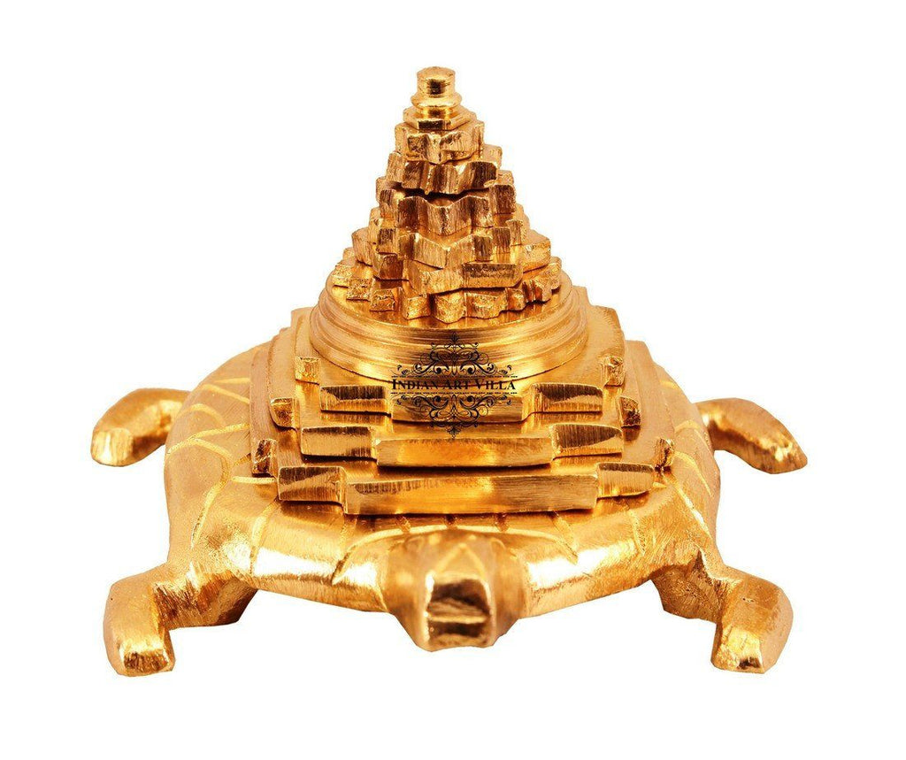 Brass Handmade Three Stage Vastu Feng Shui Pyramid on Tortoise