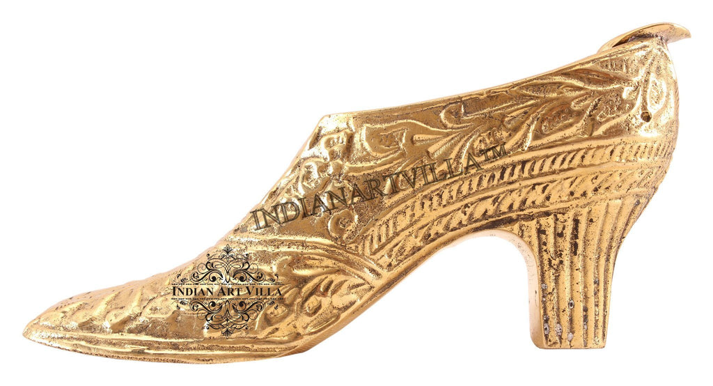 Brass Leaf Design High Heels Shoe Ashtray