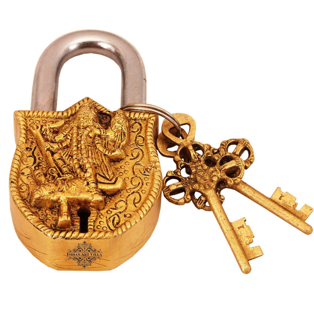 Brass Maa Kali Design Lock with 2 Keys Designer Locks CC-1