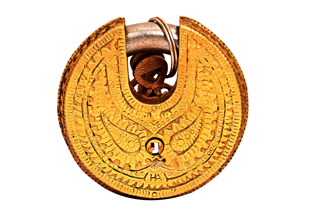 Brass Round Elephant Design Lock with 2 Keys Designer Locks CC-1
