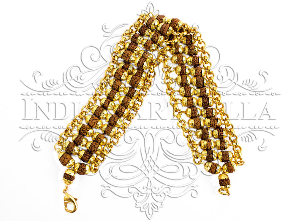 Brass Rudraksh Bracelete, For Men/Women, Healing and Meditation Purpose