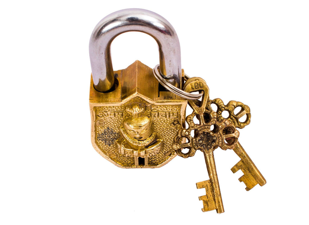Brass Shiv Ling Design Lock with 2 Keys Designer Locks CC-1