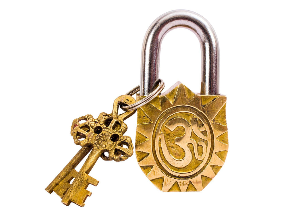 Brass Shiv Ling Design Lock with 2 Keys Designer Locks CC-1