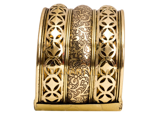 Indian Art Villa Handmade Brass Star Design Openable Kada Braceleted Bangle | Traditonal Collection