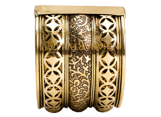 Indian Art Villa Handmade Brass Star Design Openable Kada Braceleted Bangle | Traditonal Collection