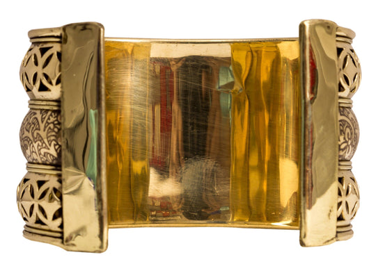 Indian Art Villa Handmade Brass Star Design Openable Kada Braceleted Bangle | Traditonal Collection