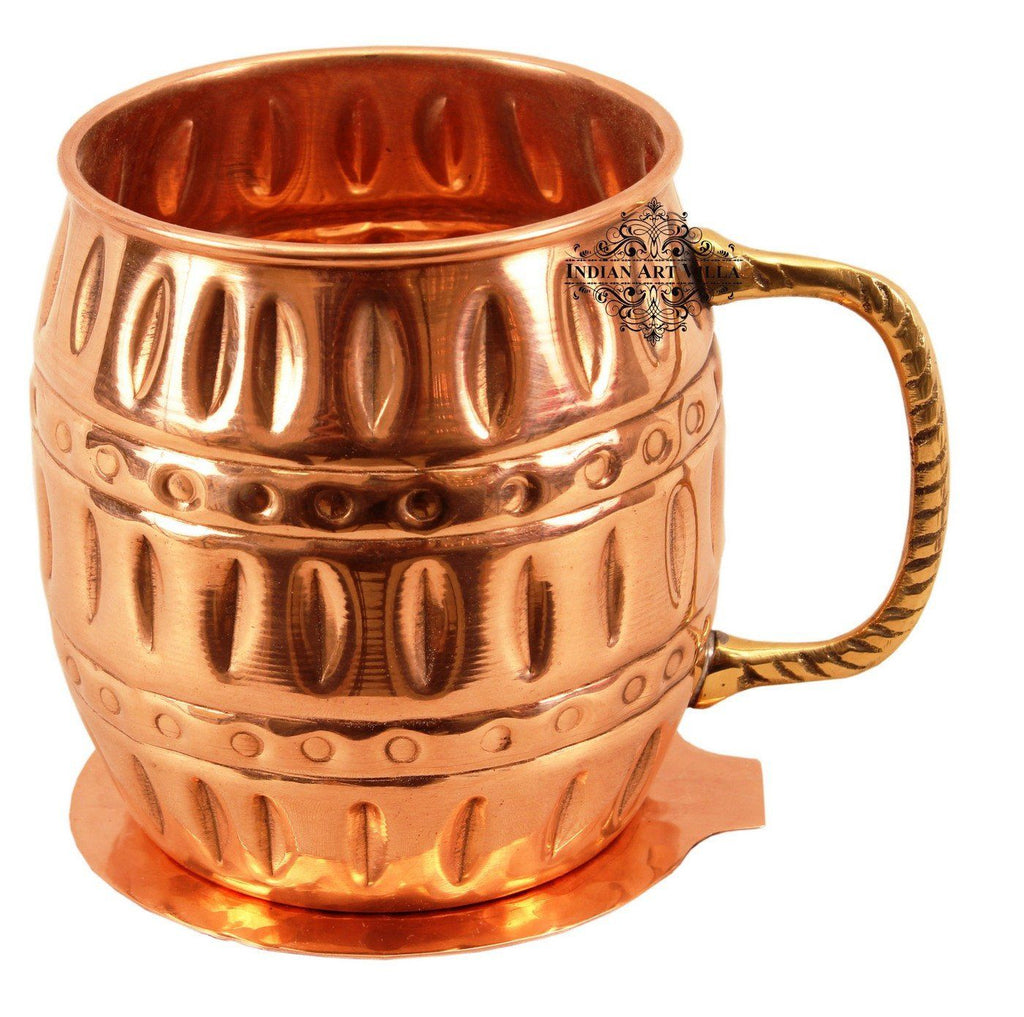 Copper Beer Mug Cup with Coaster | 530 ML