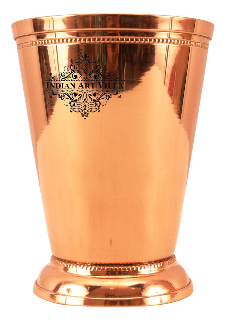 Copper Big Top Glass Tumbler Cup with 2 Designer Rings & Bottom 10 Oz Copper Tumblers Indian Art Villa
