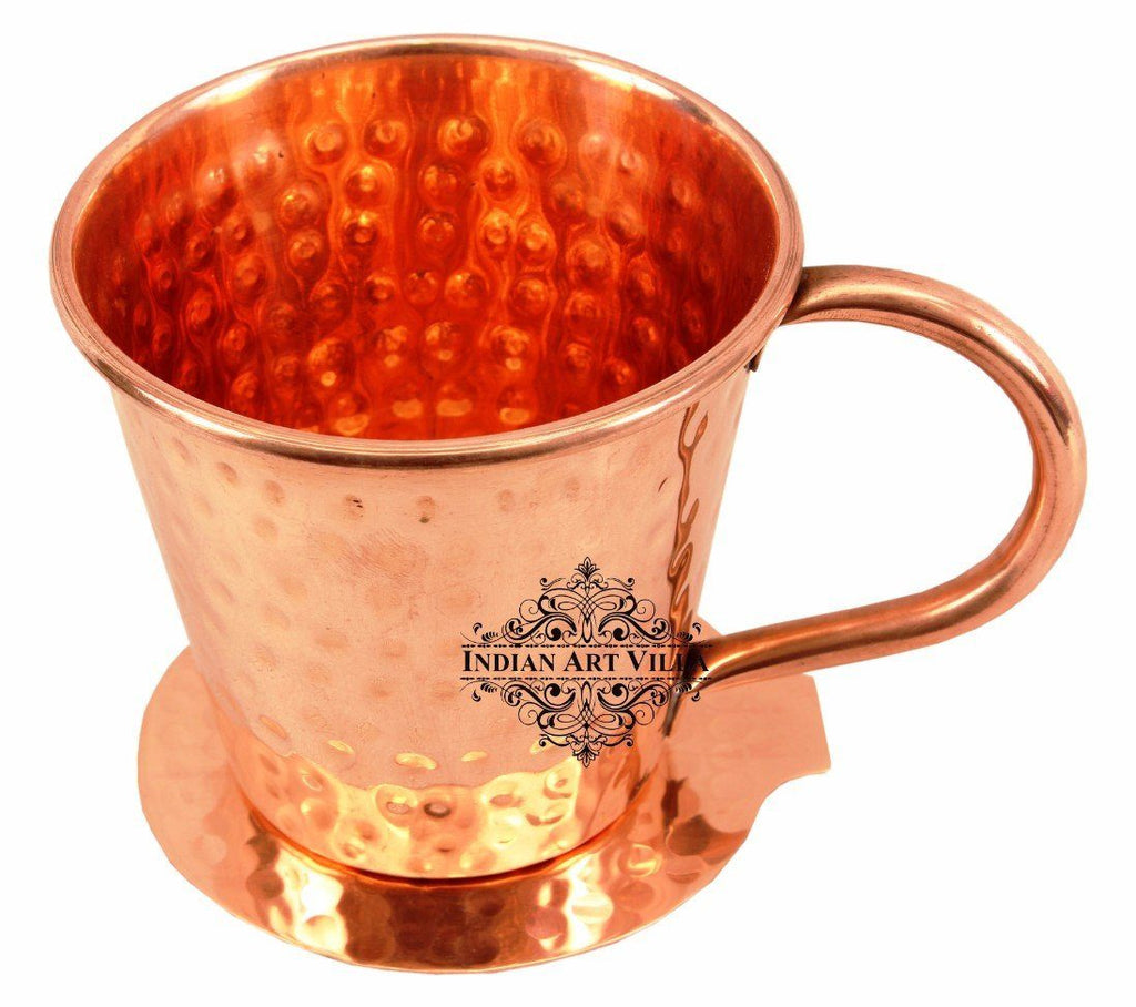 Copper Big Top Hammered Mug Cup 13 Oz with Coaster