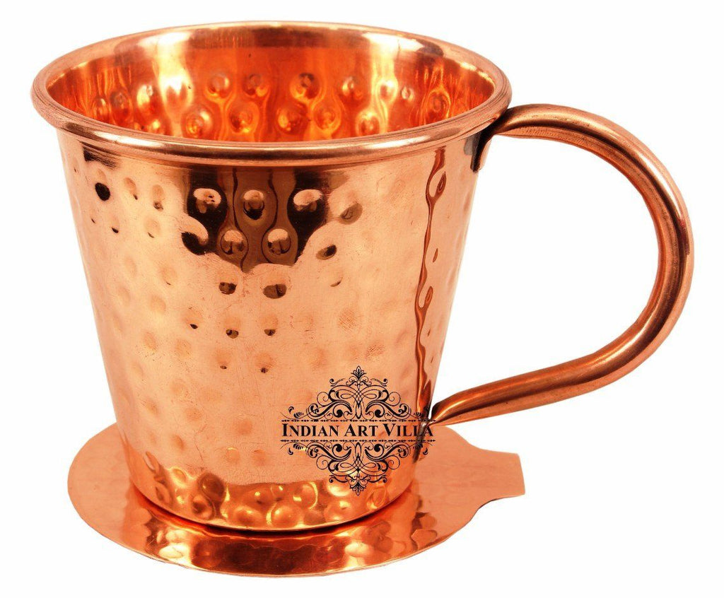 Copper Big Top Hammered Mug Cup 13 Oz with Coaster Coaster Beer Mugs Indian Art Villa