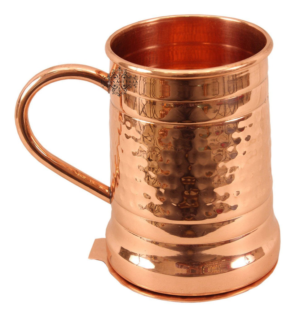 Copper Hammered Big Mug Cup with Coaster | 600 ML