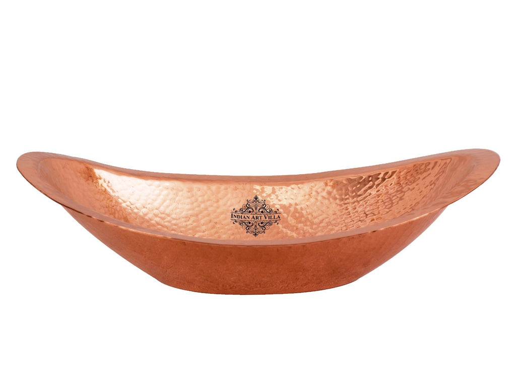 Copper Hammered Design Oval Bread Basket