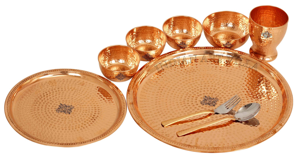 Copper Hammered Dinner Set (9 Pieces), 14'' Inch Dinner Sets CCB-TW 