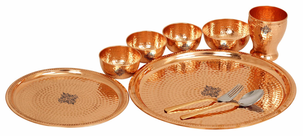 Copper Hammered Dinner Set (9 Pieces), 14'' Inch