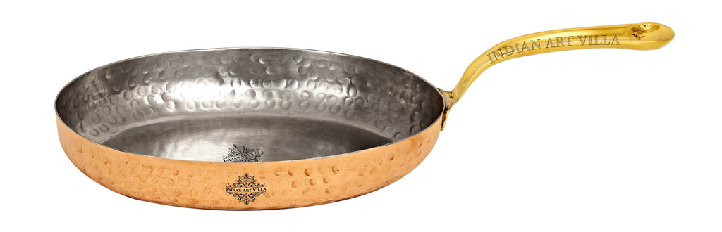 Copper Hammered Oval Pan Inside Tin Lining with Brass Handle - 5" Inch Width Pans CC-17 Small 