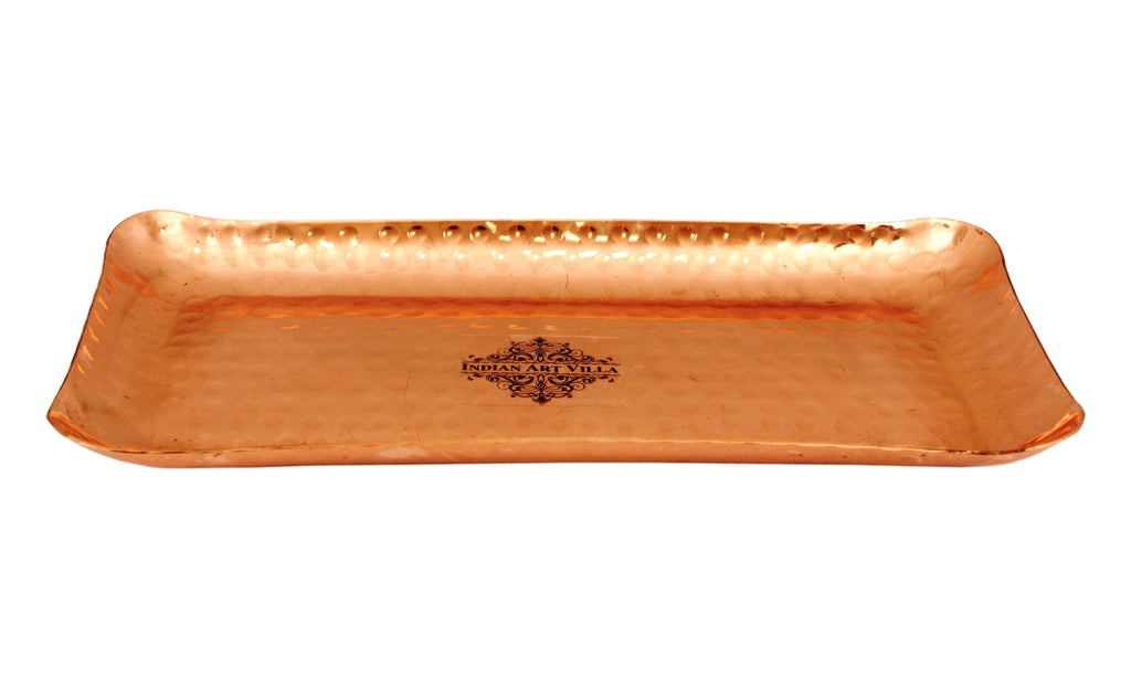 Copper Hammered Rectangular Serving Tray Plate