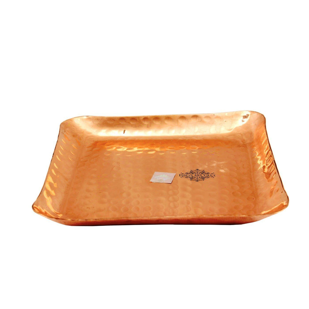 Copper Hammered Square Tray|Serving Coffee Tea Dishes Tray CC-5