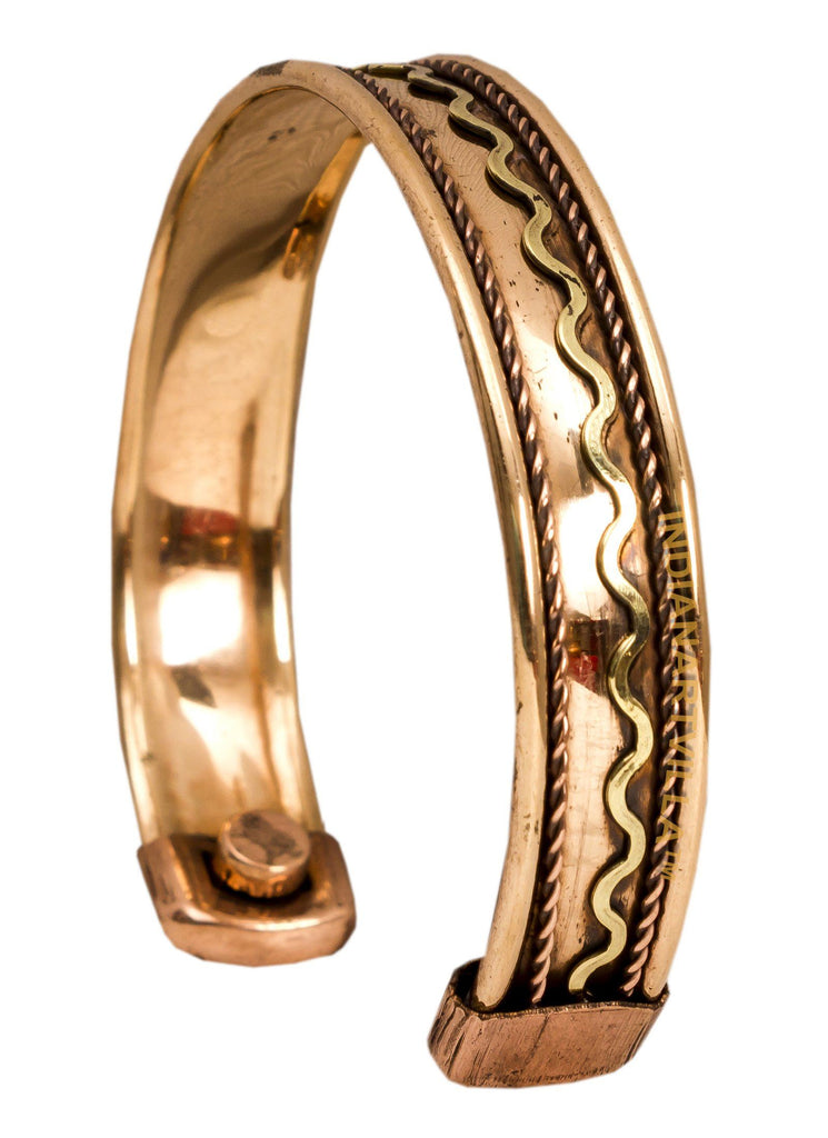 Copper Handmade Traditional Design Kada Bracelete With Magnet- 2 cms Bracelet HR-4