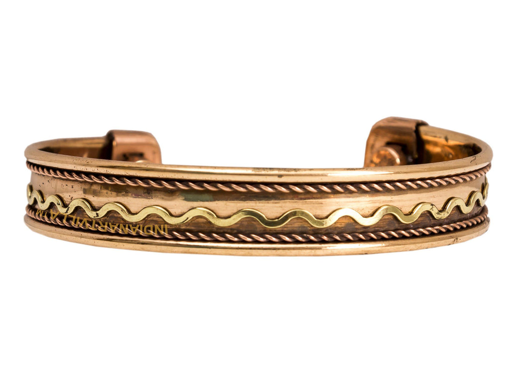 Copper Handmade Traditional Design Kada Bracelete With Magnet- 2 cms