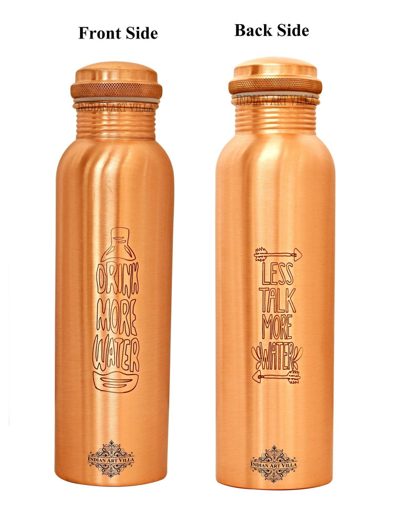 Copper Lacquer Bottle Engraved Both Side (Drink & Less Talk..)