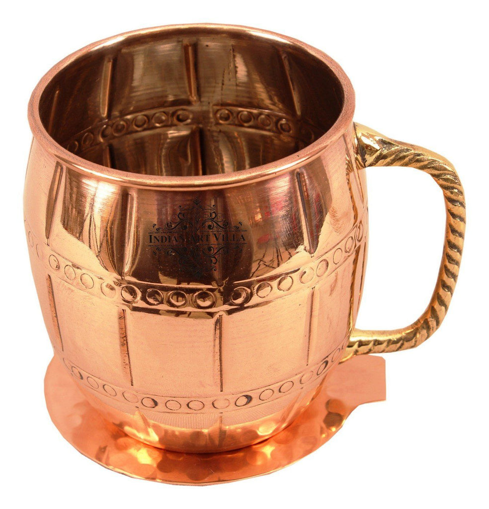 Copper Nickel Designer Beer Mug Cup with Coaster | 630 ML