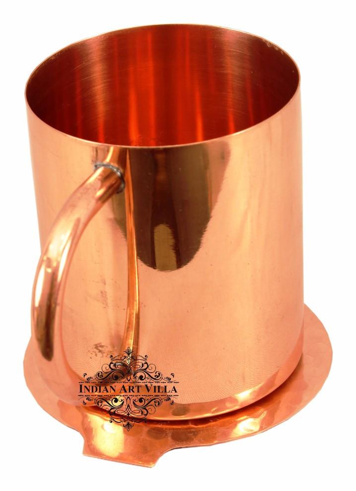 Copper Plain Mug Moscow Mule Cup 11 Oz with Coaster Coaster Beer Mugs Indian Art Villa