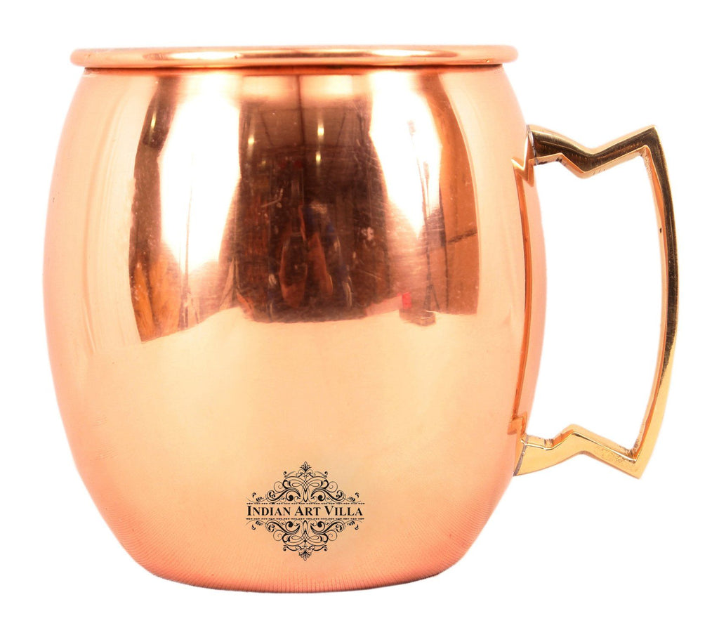 Copper Plain Mug With Brass Handle 17 Oz