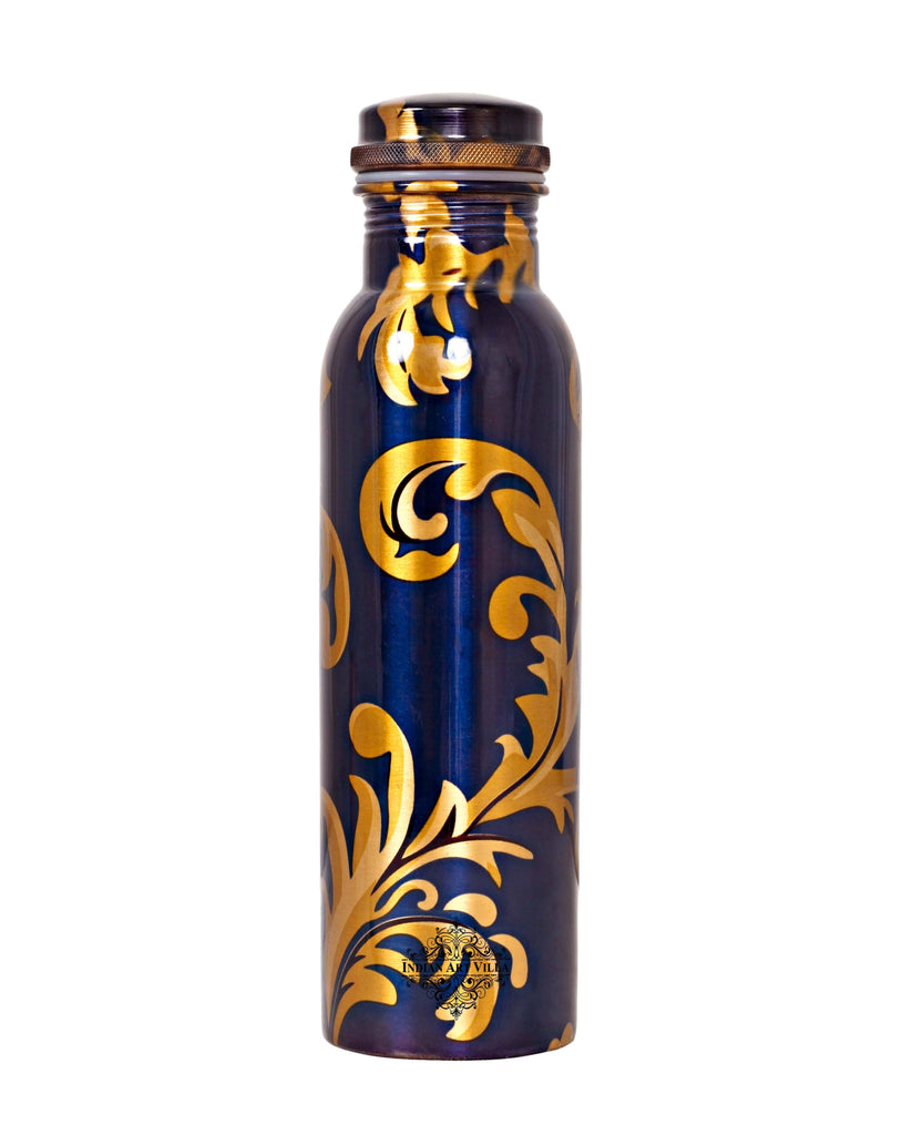 Copper Printed Flower Design Bottle, 33 Oz