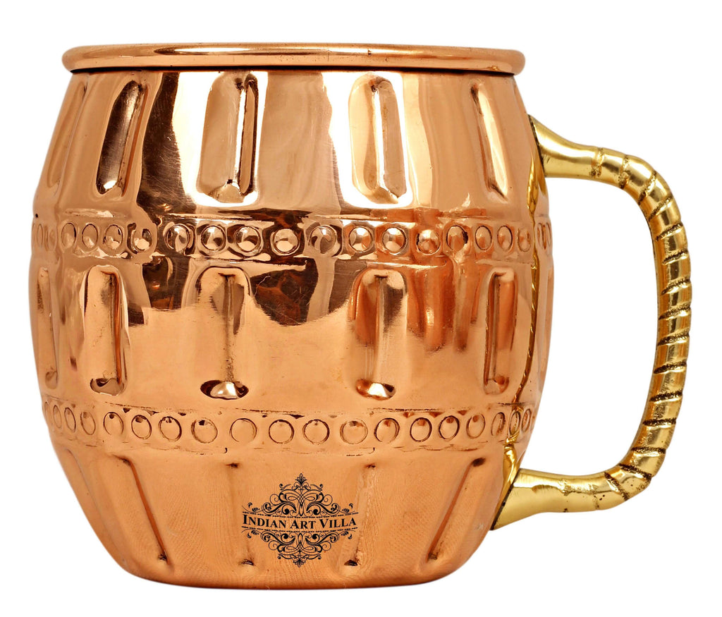 Copper Round Design Muscow Mule Beer Mug (Pahaldar) - 600 ML