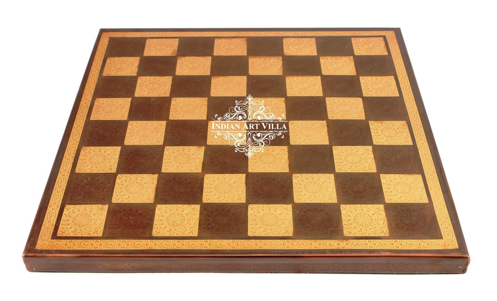 Handcrafted Collectible Brass Chess with Pieces (Brown and Golden) Home Accent Indian Art Villa