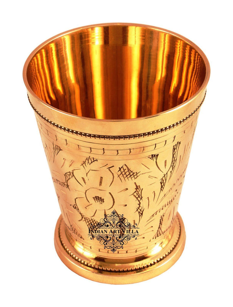 Handmade Brass Flower Design Julep Glass Tumbler Cup 13 Oz Brass Tumblers Indian Art Villa
