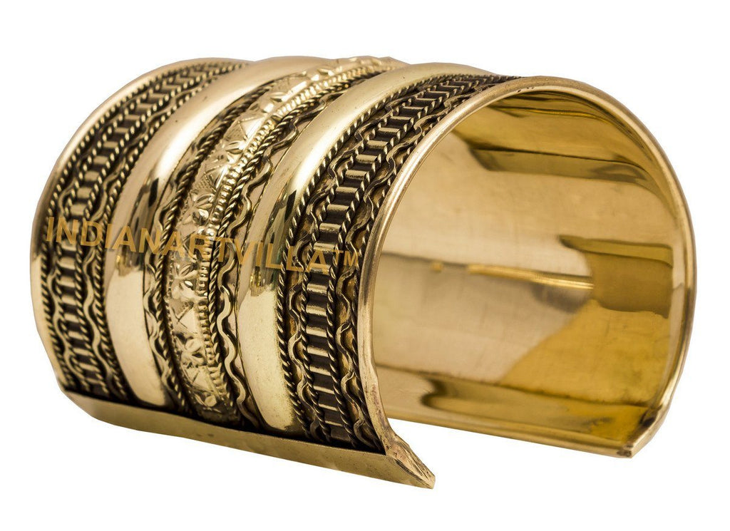 Handmade Brass Rare Designer Openable Kada Bracelet | Collectionable | Width 7.5 Cms Bracelet Indian Art Villa