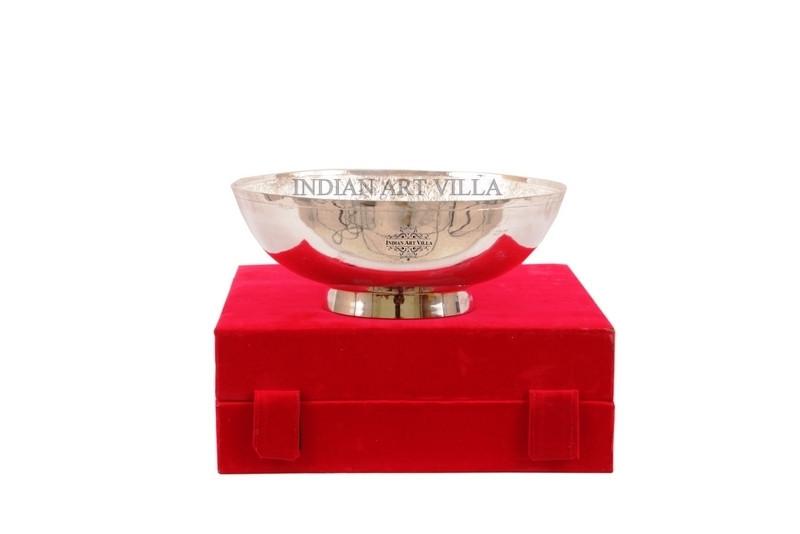 Handmade Silver Plated Designer Big Round Bowl Gift Packing Box Silver Plated Bowls Indian Art Villa