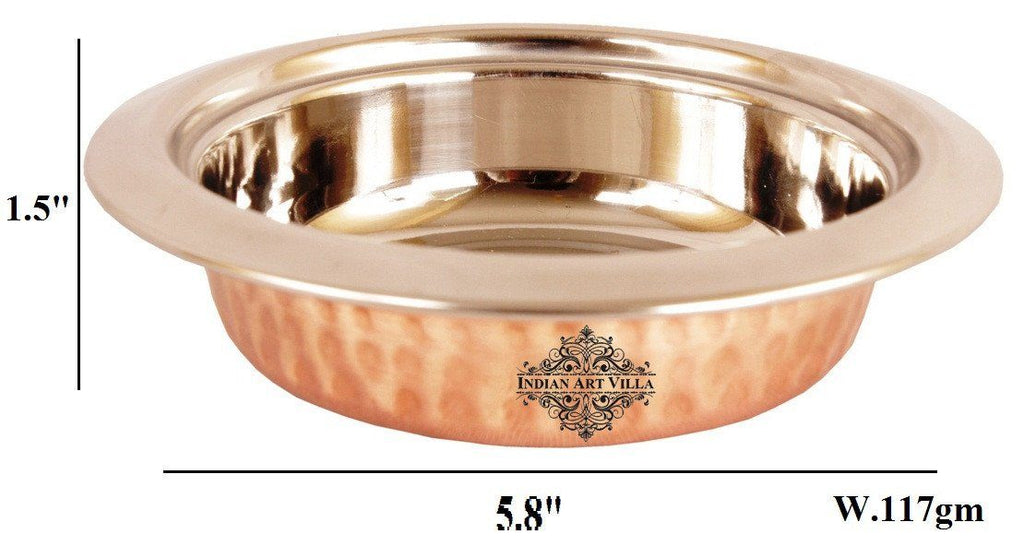 Handmade Steel Copper Entree Bowl for Kitchen Dining Bowls Indian Art Villa 8 Oz