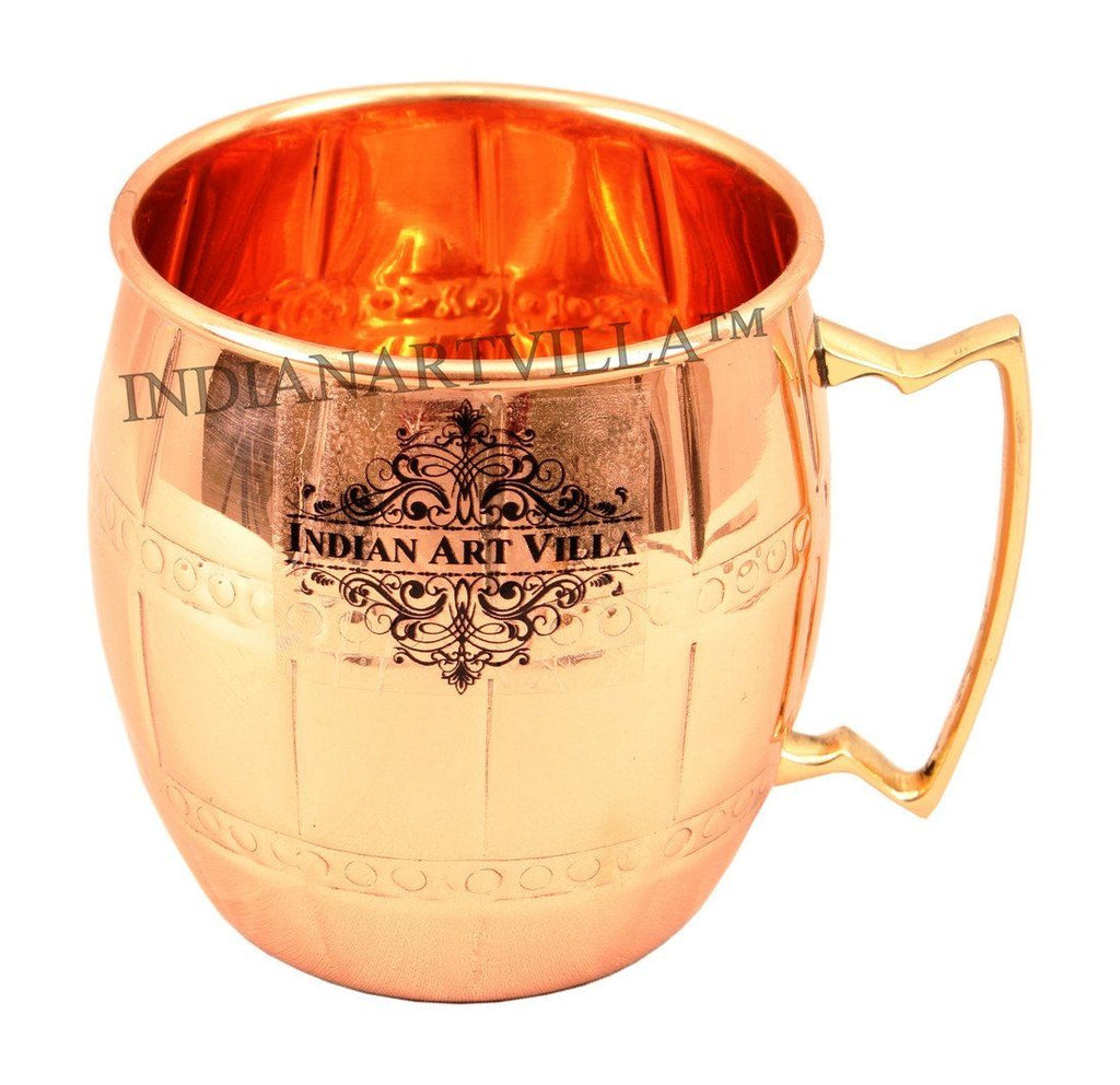 IndianArtVilla Pure Copper Round Mug Moscow Mule Cup 16 Oz