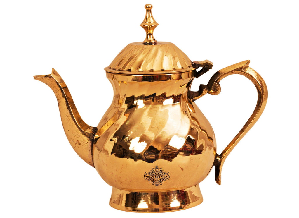 Lining Design Brass Mughlai Tea Pot, Serveware Tableware, 400 ML