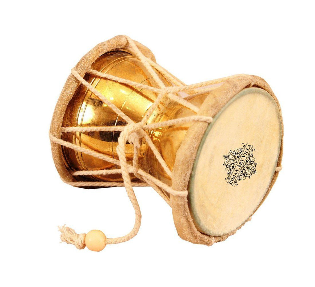Original Brass Damaru Pellet Drum an Instrument of Lord Shiva Home Accent Indian Art Villa