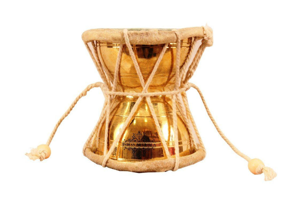 Original Brass Damaru Pellet Drum an Instrument of Lord Shiva Home Accent Indian Art Villa