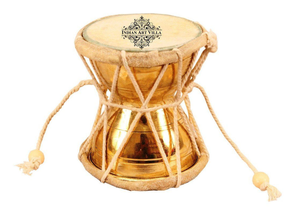 Original Brass Damaru Pellet Drum an Instrument of Lord Shiva