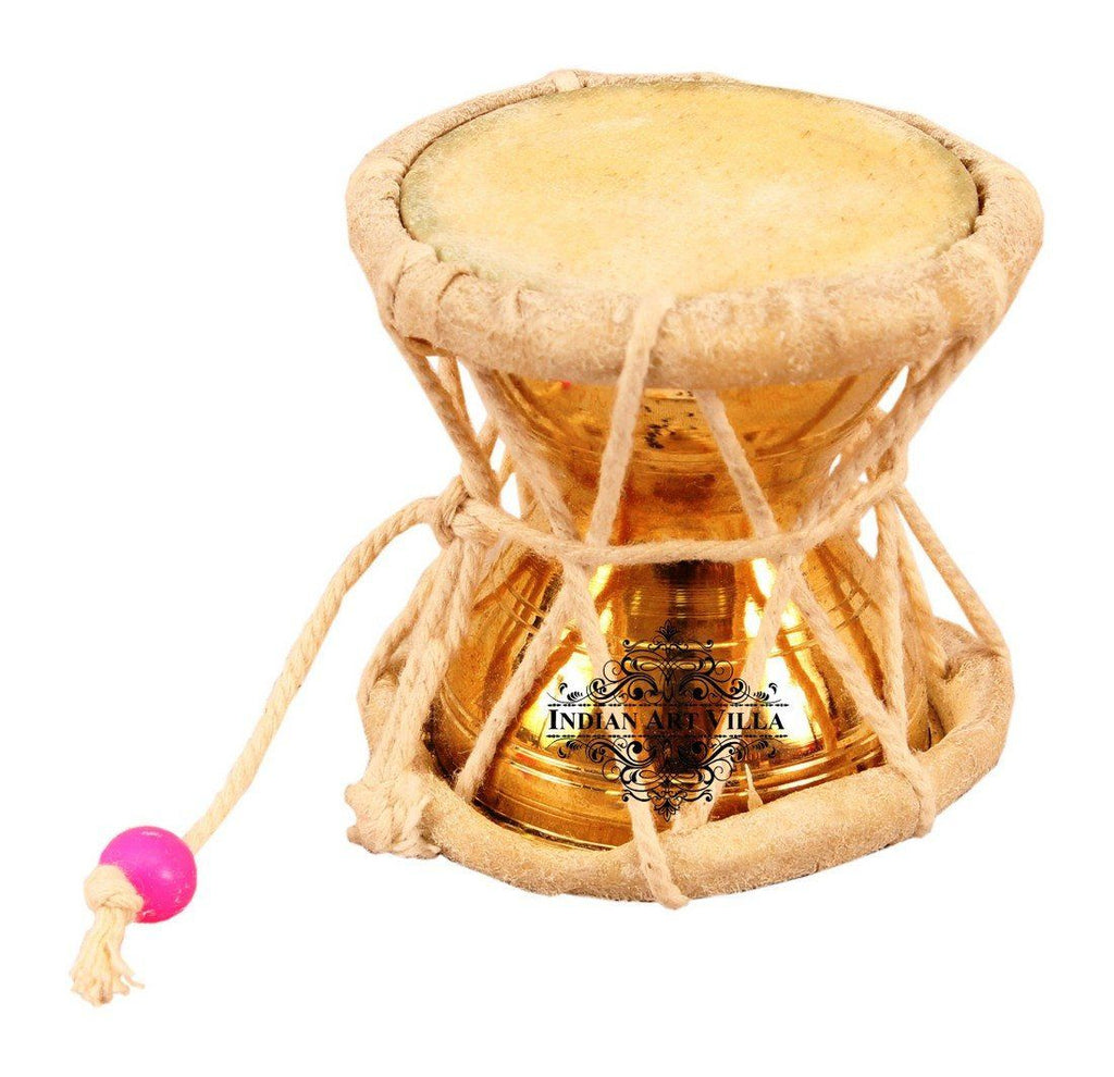 Original Brass Damaru Pellet Drum an Instrument of Lord Shiva Home Accent Indian Art Villa Small