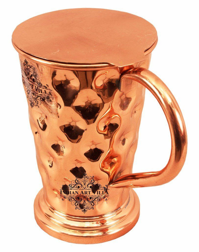Pure Copper Big diamond Mug Moscow Mule Cup 15 Oz with Coaster Coaster Beer Mugs Indian Art Villa