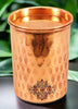 Indian Art Villa Pure Copper Hammered Glass, Tumbler With Plain Lid