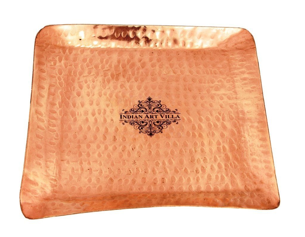 Pure Copper Hammered Small Square Tray