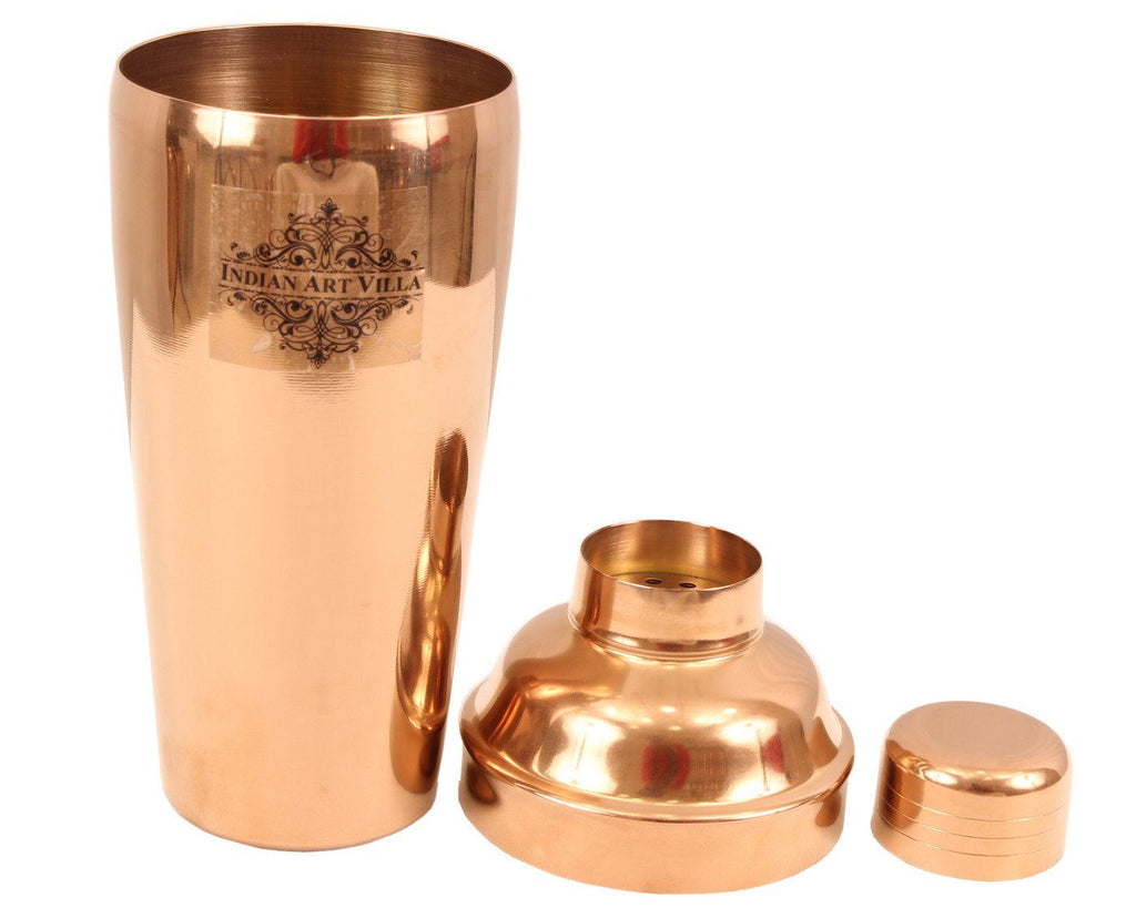 Set of 1 Steel Wine Shaker | 750 ML | with 4 Copper Jigger Shot Glass | 50 ML each Steel Copper Ware Bar Ware Combo Indian Art Villa