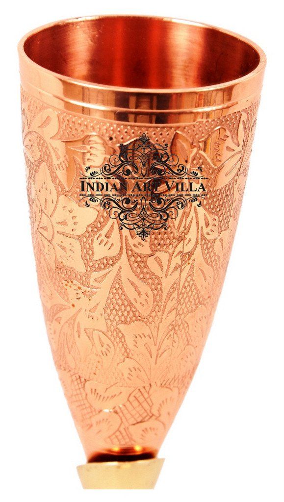 Set of 2 Copper Brass Designed Champange Beer Glass Tumbler | 150 ML each Copper Brass Ware Bar Ware Combo Indian Art Villa