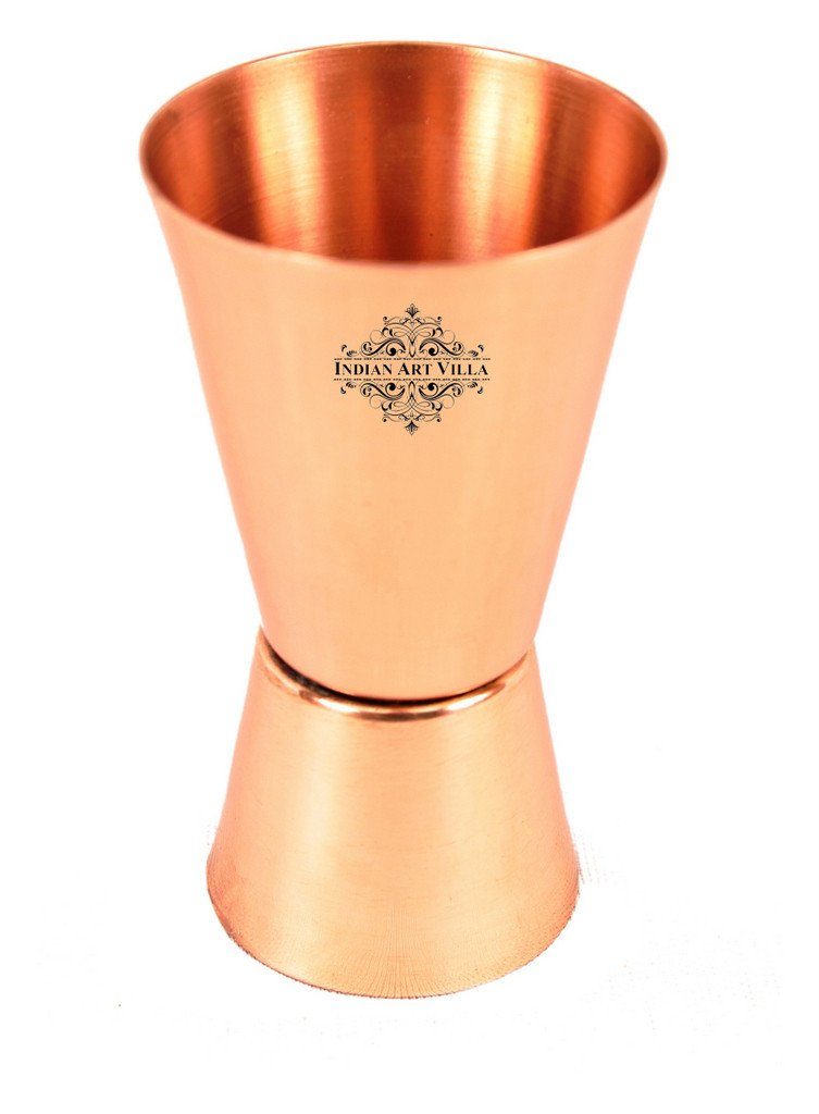 Set of 2 Copper Brass Designer Beer Glass | 150 ML | with 2 Shot Glass | 50 ML Copper Brass Ware Bar Ware Combo Indian Art Villa