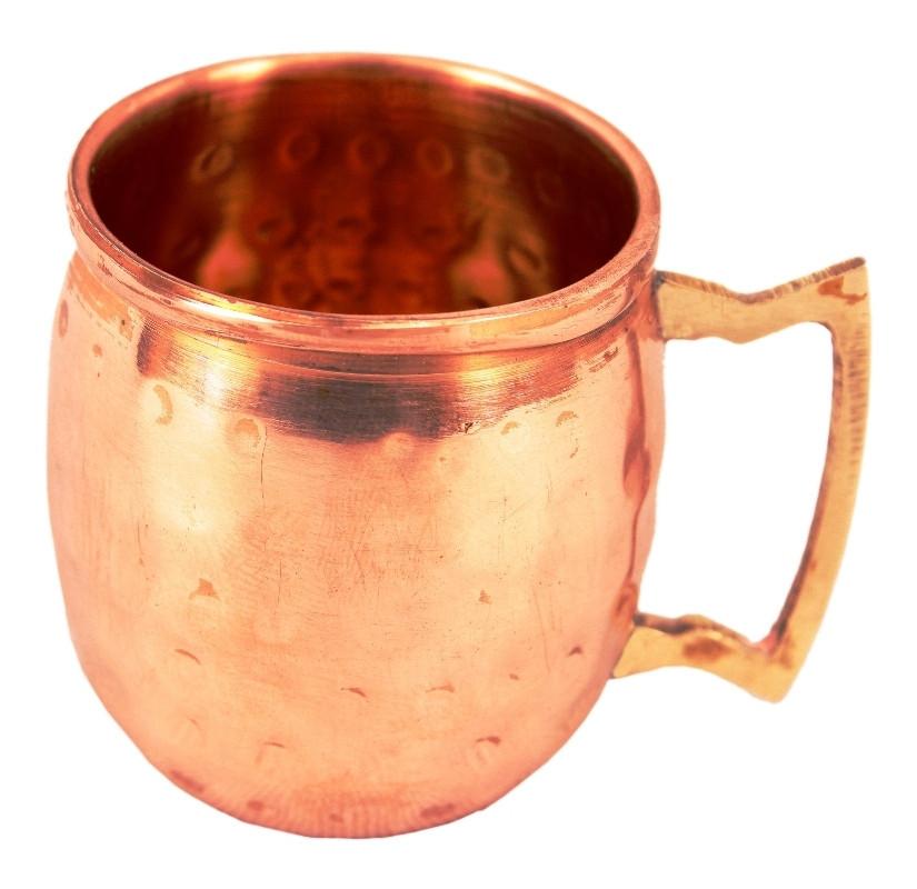 Set of 2 Copper Daimond Cup | 415 ML | with 4 Small Moscow Mule Mug | 50 ML each Copper Ware Bar Ware Combo Indian Art Villa