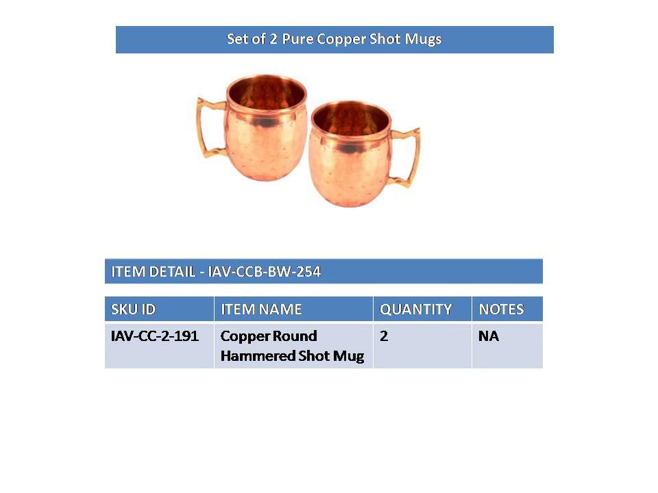 Set of 2 Copper Jigger Shot Glass | 50 ML each Copper Ware Bar Ware Combo Indian Art Villa
